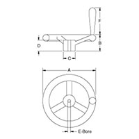 <!-3 Spoke Phenolic Handwheels with Revolving Handle- 2->