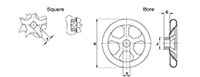 <!-Stainless Steel Handwheels Line Drawing->