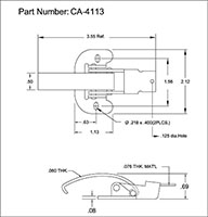 <!-CA-4113 Over-Center Draw Latches Curved Hook Line Drawing->