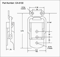 <!-CA-6130 Over-Center Draw Latches Straight Loop Bail Line Drawing->