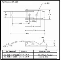 <!-CA-4225 Over-Center Draw Latches with Long Hook Line Drawing->