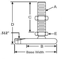 <!-Stainless Steel Teardrop Polymer Leveling Pads Line Drawing->