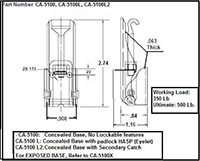 <!-CA-5100 Under Center Draw Latches Line Drawing->