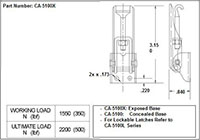 <!-CA-5100X Under Center Draw Latches Line Drawing->