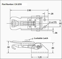 <!-CA-5210 Under Center Draw Latches Line Drawing->