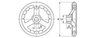 <!-Unfinished Offset Handwheels  Line Drawing->