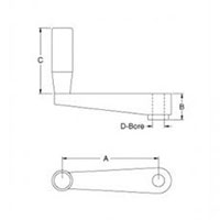 <!-Aluminum Crank Handles with Folding Revolving Handle Line Drawing->