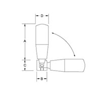 <!-Phenolic Stainless Steel Revolving Safety Handles with Stainless Steel Spindle Line Drawing->
