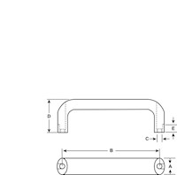 <!-Top Mount Aluminum Cabinet Handles Line Drawing->