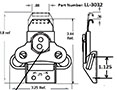 <!-LL-3032 Flat Cam Wing Turns-Link Locks Line Drawing->