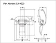<!-CA-4020 Over-Center Draw Latches with Solid Curved Hook Line Drawing->