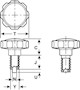 <!-Large Knob Retractable Plungers without Nylon Patch Line Drawing->