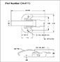 <!-CA-4113 Over-Center Draw Latches Curved Hook Line Drawing->