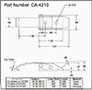 <!-CA-4210 Over-Center Draw Latches Curved Hook Line Drawing->